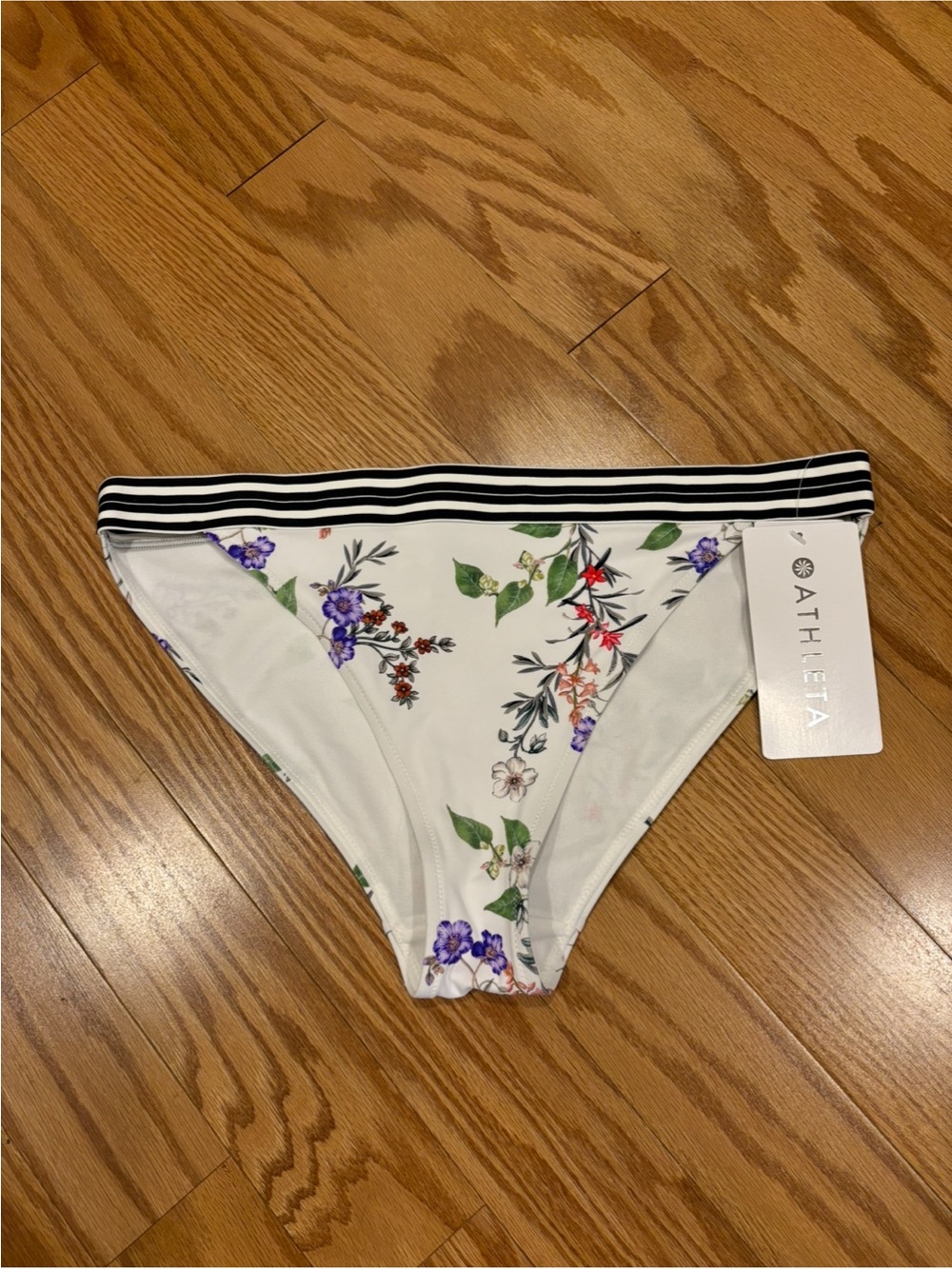 Athleta NEW Gold Coast Floral Banded Low Rise Swim Suit Bikini Bottoms Womens M